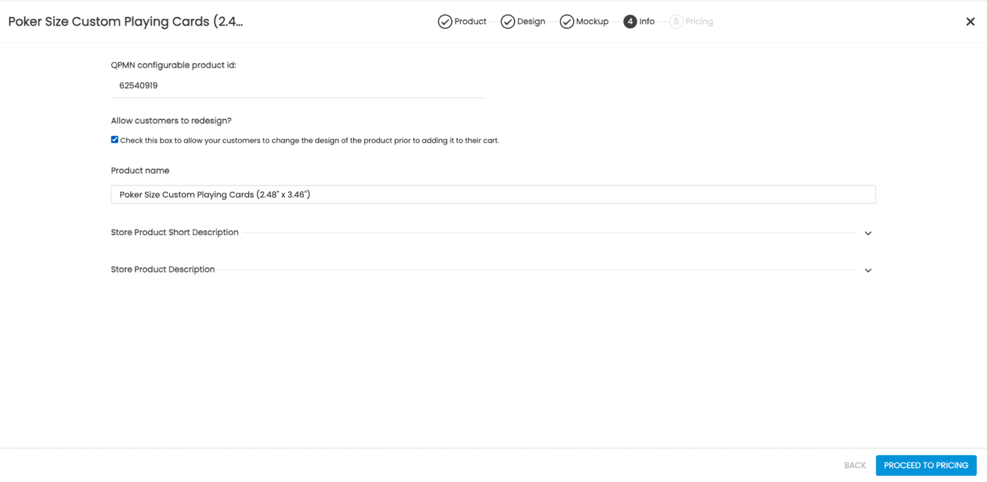 screenshot of QPMN with instructions to enable customers to edit design